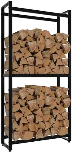 CLP Kaminholzständer Morson I Aus Pulverbeschichtetem Stahl, Farbe:schwarz, Größe:25x75x150