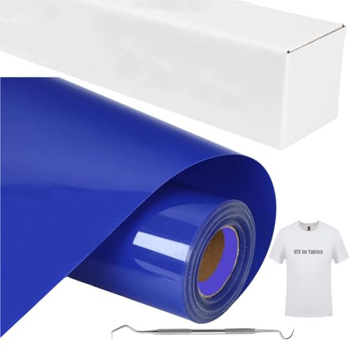 EURXLQ Lámina de plóter textil azul, 30,5 x 185 cm, vinilo de transferencia térmica, lámina flexible para textiles, lámina de transferencia para planchar para camisetas de bricolaje, otros tejidos