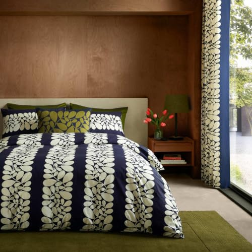 Orla Kiely Bettwäsche – Bettbezug-Set aus 100% Baumwolle, Sycamore Stripe Space Blue (Bettbezug-Set für Super-Kingsize-Betten: 260 cm x 220 cm)