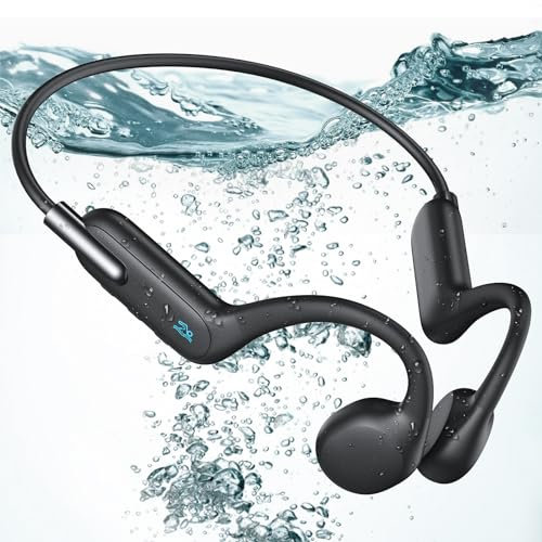 TELNP Swimming Headphones, Bone Conduction Headphones, Open Ear Headphones IP68 Waterproof Wireless Bluetooth 5.3 built-in MP3 Player 32G, Waterproof Headphones for Swimming, Running, Cycling