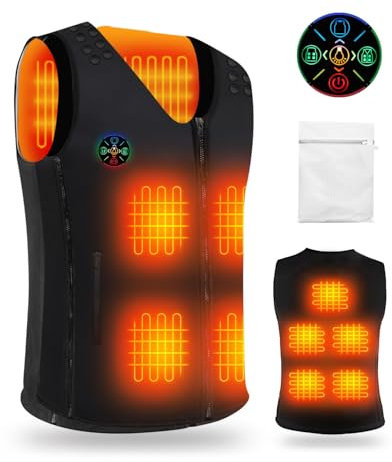 Heated Vest 3 Levels 9 Heating Zones Heated jacket For Men Women Upgraded 2 USB Interfaces Adjustable Size Smooth Fabric Winter Electric Jacket for Outdoor Camping Riding (Power Bank Not Included)
