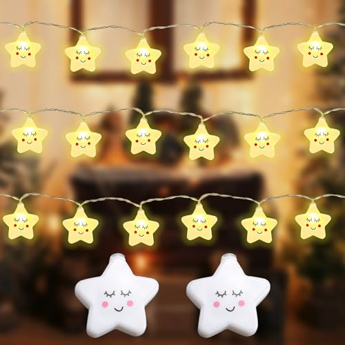 GAROMIA Lichterkette Stern Lichterkette für Kinderzimmer 3m Warmweiß Sternlichterkette Lichterkette Innen 8 Modi Nachtlicht für Zimmer Deko Geburtstag Party Weihnachts Hochzeit