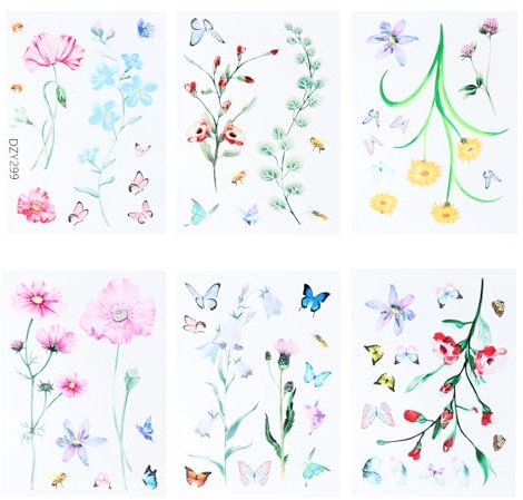 Litinliv 6 Vinilos Adhesivos Pegatinas de Ventana,Pegatinas Flores Primavera Anticolisión Vinilo Vinilos para Cristales Decorativos,Puertas de Ventana Calcomanías para Ventanas,Vidrio Ventana