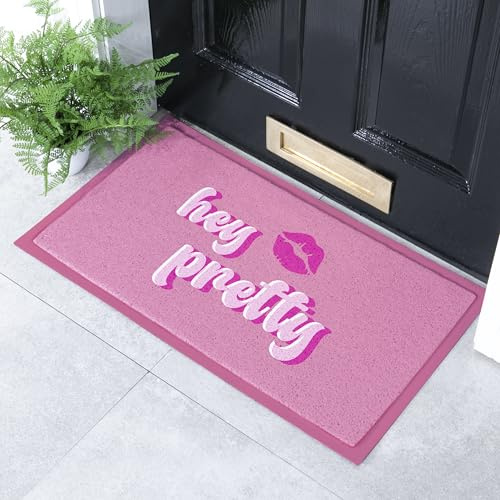 Artsy Mats Hey Pretty Lips Pattern Indoor & Outdoor Doormat - Incredibly & Weatherproof Doormats - Non Slip Mat, (70x40cm)