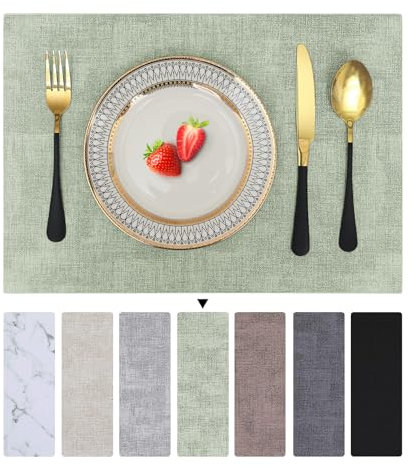 Homaxy Tischsets Abwaschbar 4er Set, Wasserdicht Tischset, Platzsets Abwischbar Doppelseitigen, Platzset Leder, rutschfest Platzdeckchen, Schön Tischuntersetzer, Gras-grün