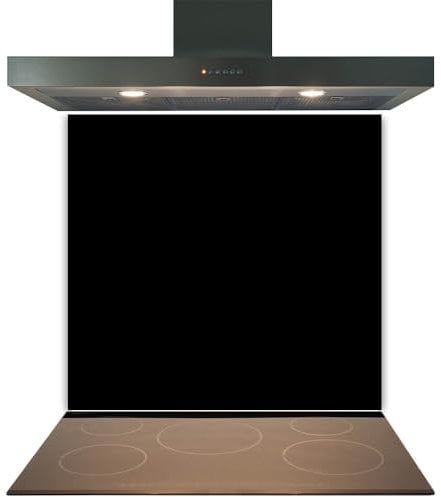C2G Coloured Toughened Glass Splashback for Kitchen, Tempered Heat-Resistant Glass Splashbacks with Polished Edges for Cooker and Hob Backsplash (Black, 60 x 80cm)