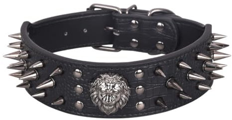 FUNAT Anti Biss Nieten Hundehalsband, Mächtiger Spitzer Nagel Mittlerer Größe Haustier Halsband, Hundehalsband mit Nieten Geeignet für mittlere bis große Hunde