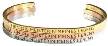 Eleganter Armreif Armband rosegold mit Mantra und Spruch bis ca. 20 cm. ICH BIN DIE MEISTERIN MEINES LEBENS