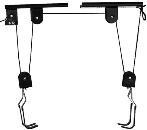 GCYEIDMA Kayak Hoist Set Bicycle Hoist Kayak Rack Heavy Duty Pulley Rack Ceiling Storage Bike Lift Pulley System With 15M Rope Capacity Max Load 60KG(Black)