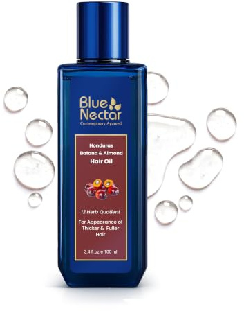 Blue Nectar Honduras Batana Oil Ayurvedic Blend for Thicker & Fuller Hair | 100% Pure Honduras Batana Oil with Organic Almond for Hair Growth & Hair Conditioning (12 Herbs, 100ml)