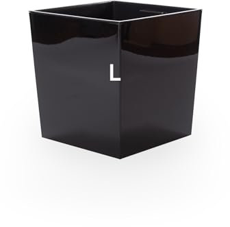 MELTOM Pot de fleurs en plastique brillant - Couleur : noir - Avec insert amovible - Carré (L)