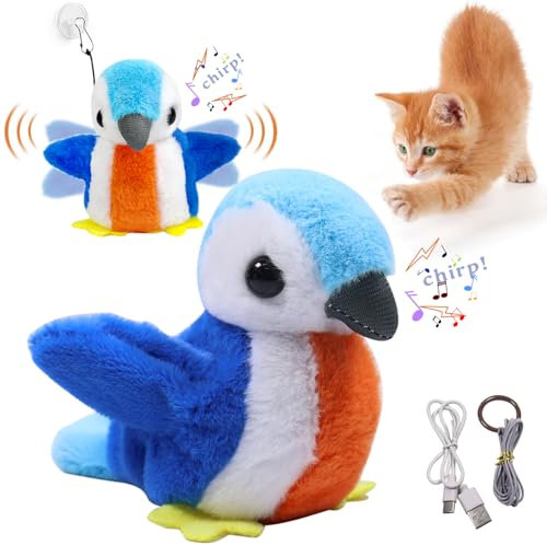 Interaktives Katzenspielzeug, Zwitschernder Vogel Katzenspielzeug, Simulierter Zwitschernder Vogel, Lustige Quietsch-Katzenspielzeug, Interaktive Katze Spielzeug für Indoor Kitty Kätzchen Übung