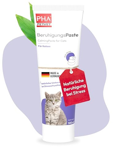 PHA BeruhigungsPaste Katze bei Angst & Stress, Silvester, Autofahrt, 100 ml | Aus Deutschland, natürliche Unterstützung bei Tierarzt, Reisen, Gewitter & Feuerwerk, fördert Entspannung & Wohlbefinden