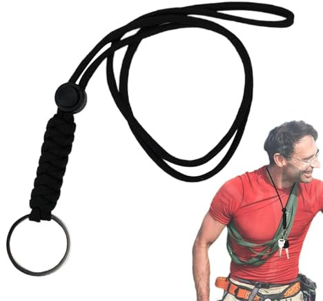 Lanière de cou pour clés, collier de lanière en paracorde,Sangle de cou robuste | Porte-clés tour de cou avec clip métallique pour le camping, la pêche et la randonnée