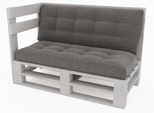 Lermowood Palettenmöbel Mpe Eckbank 120 x 80 cm Weiß | Europaletten Indoor und Outdoor Lounge Gartenmöbel Holz Gartenmöbel Set Lounge Möbel Terrasse Balkon Loft Stil Paletten