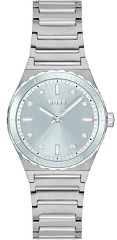 BOSS Uhr mit DREI-Zeiger-Quarzwerk für Damen Kollektion Candor Ladies Sport mit Silbernes Edelstahlarmband - 1502786