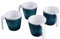 Melamin 4 Tassen 350 ml ideal für Camping - Jesolo Blau - Stapelbar - Steingutoptik Trinkbecher Kaffeetasse Kaffeebecher