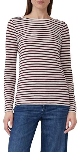 s.Oliver Gestreiftes Langarmshirt aus Flammgarn mit U-Boot-Ausschnitt
