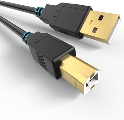 Bicmice Usb-A to Usb-B 2.0 Printer Cable 480 Mbps High-Speed for Hp Canon Brother Samsung Dell Epson Lexmark Xerox and More External Hard Drive,Scanner Cord Gold-Plated 10Ft/3M