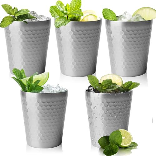 PORFOYO 5 Pièces Tasses en Acier Inoxydable, 300 ml Gobelet en Acier Inoxydable, Tasse Inox Antidérapant, Tasse de Camping Empilables à Double Paroi en Métal Isolé, Tasse à Café pour Maison, Voyages