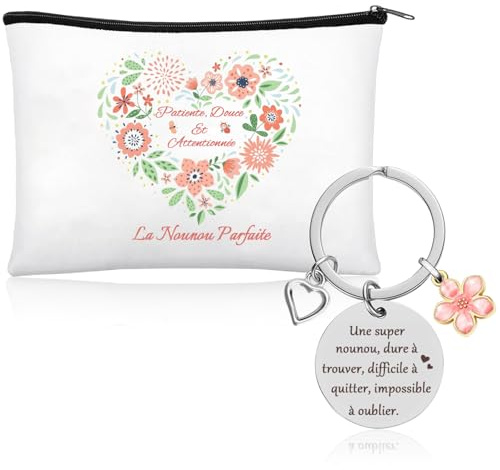 Cadeau Nounou - Sac Fourre Tout en Toile Merci - Idée de Cadeau pour Assistante Maternelle - Fin de Contrat, Noël, Anniversaire ou Fête des Mères