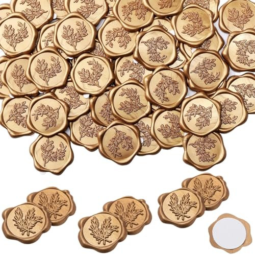 Heanvmyss 20PCS Wax Seal Stickers,20 Stück Goldene Wachssiegel Selbstklebend,Selbstklebende Siegellack für Einladungen,Umschläge,Geburtstage,Partys