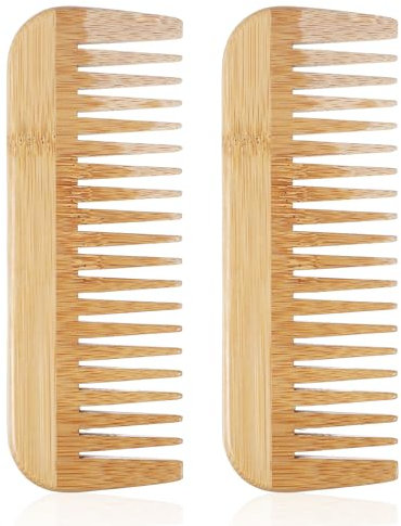 Breiten Gezackten Holzkamm, Holzkamm Für Lockigen, 2 Stück Frauen Handgefertigte Holzkämme, Kamm Aus Natürlichem Bambus Für Frauen Geeignet, Antistatisches Bambus Kamm