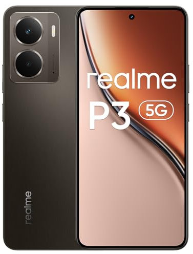 realme P3 Smartphone 5G, 12GB di RAM, 512GB di ROM, display AMOLED Esports a 120Hz da 6,67, Snapdragon®6 Gen 4, batteria da 5260mAh, sistema di raffreddamento AeroSpace,IP69, Grigio(senza adattatore)