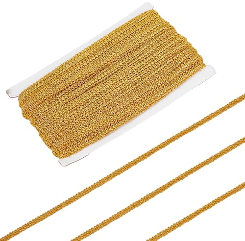 Letsinstyle 25 Yards 0.31 Zoll Breite Golden Gimp Zopfbesatz Polyester Gewebeband Filigrane Geschwungene Spitzenbänder Zum Nähen von Taschen DIY Bastelarbeiten Kostümen Vorhängen Und Lampenschirmen