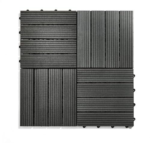 HMIR 4-Pcs Decking Tiles Outdoor – Interlocking Composite Garden Tiles for Balcony, Patio & Path | Weather-Resistant Plastic Flooring, Quick DIY Decking Solution