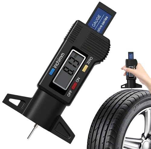 Tyre Tread Depth Gauge 0-25.4mm / 1 Inch,LCD Display Tyre Gauge for Cars, Vans, Trucks, Motorbikes,Portable Digital Tire Tread Depth Checker, Brake Pad & Shoe Measurement Tool, Accurate Tread Measurem
