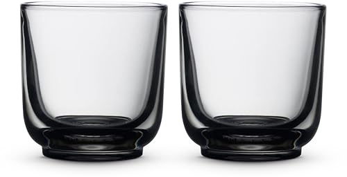 Fellow Pirch Cappuccino Cups 190 ml, Weighted Coffee Glasses, Smoke | Set of 2 Latte Glasses for Latte Art, Dishwasher Safe, Curved Interior, Thin Lip, Espresso and Tea Glass Cups, Tinted