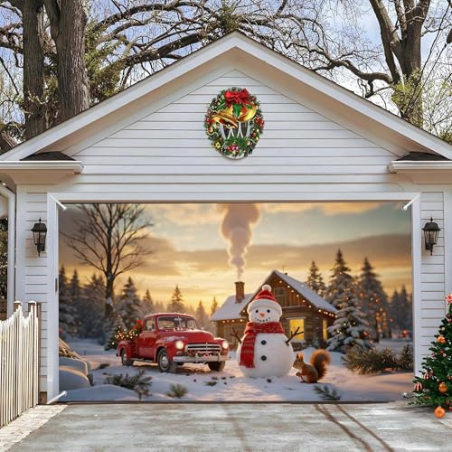 Weihnachtliche Garagentor-Abdeckung, Weihnachtliches Garagentor-Banner, Weihnachtsdekorationen, Schneemann-Hintergründe für Wand-Tür-Garten, Hintergründe Festdekoration