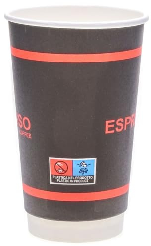 ECOPICNIC 500 bicchieri termici a doppia parete, colore nero, 480 ml, Ø 90 mm, usa e getta, per caffè XXL To Go, bevande calde, Takeaway Thermos, per ristorazione e ufficio