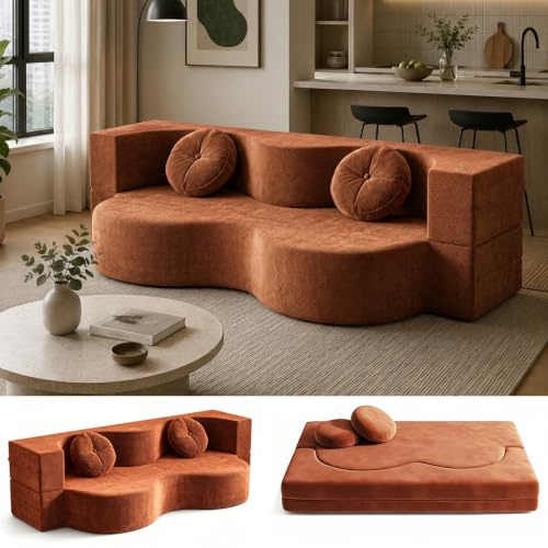 Coubird Schlafsofa Rot 200 cm breit，Boneless Couch Sofa Bed