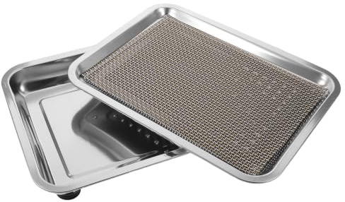 Toyvian Plato para Fuente de Agua para Gatos de Acero Inoxidable Plata con Base Antideslizante y Borde Elevado para Evitar Derrames