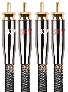 SKW Audiophile HiFi Cable Audio RCA, 2RCA a 2RCA Cable Cinch, Cobre de gran pureza, Nylon trenzado,Compatible con Amplificador, Home Cinema, Altavoz, Reproductor, CD, DVD - 1M