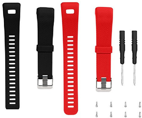 WEINISITE Armband für Garmin vívosmart HR +, Soft Silikon Ersatzarmband für Garmin vívosmart HR Plus (Schwarz+Rote)