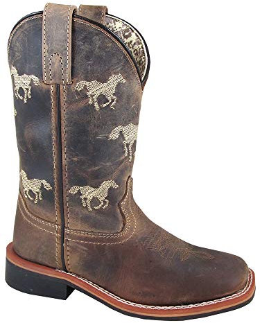 Smoky Rancher - Stivali da cowboy western, per bambini, con cuciture a cavallo, Earthen, 31.5 EU