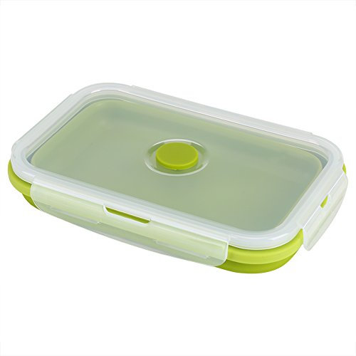800ml Caja de Almuerzo Silicona Plegable Portátil Fuerte y Saludable Contenedor de Almacenamiento de Alimentos Socialme-eu(verde)