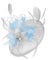 Caprilite White and Light Blue Sinamay Disc Saucer Fascinator Hat for Women Weddings Headband