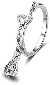 PRAK Damen 925 Sterling Silber Luxus Ringe,Herz Ring Novetly Modeschmuck Silber Ringe, Versilberte Modeschmuck Funkelnde Cute Verschleiß Geburtstagsgeschenk