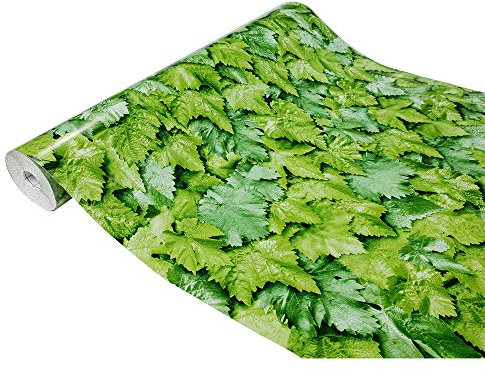 Klebefolie Möbel 45x490 cm | Möbelfolie selbstklebend im Deko-Stil - wasserfest und einfach anzubringen | Folie für Möbel ideal für Küche, Bad und kreative Raumgestaltung | Leaves Grün