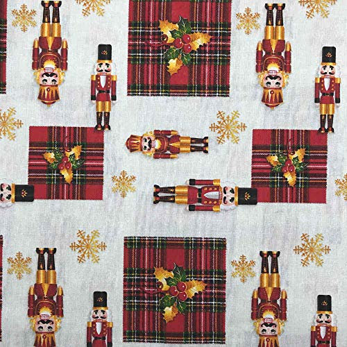 Kt KILOtela - Canvas Dekostoff, Home-Accessoires, Weihnachtsdekoration, Tischdecken, Kissen, Vorhänge, Taschen, 280 cm Breite, Meterware ab 0,5 m, Preis Gilt für 0,5 m, Nussknacker, Rot