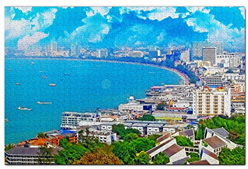 Thailand Pattaya Beach Jigsaw Puzzle for Adults 1000 Piece Wooden Travel Gift Souvenir