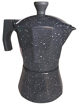 FAST WORLD SHOPPING ® Caffettiera 2 Tazze Moka Express Effetto Pietra Macchinetta Da Caffe Espresso Coffee