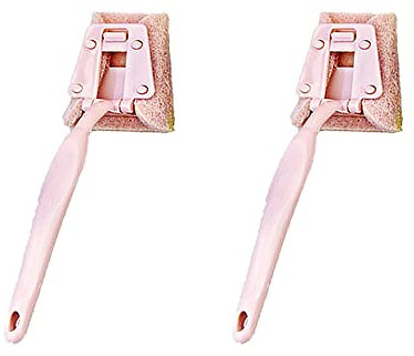 2 x Spülbürste mit langem Griff für die Küche, zum Schmirgeltuch und zum Waschen von Besen (rosa, Scheuerschwamm)