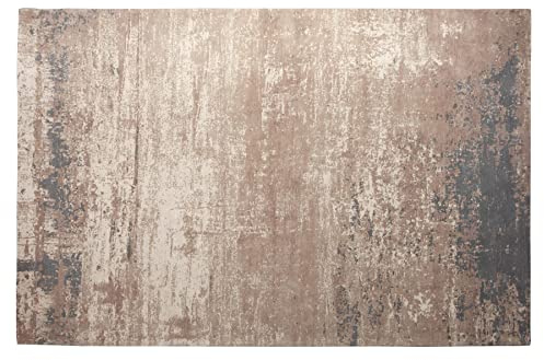 Vintage Teppich MODERN ART 350x240cm grau beige - Baumwollmischung | Fußbodenheizung geeignet, hochwertige Verarbeitung, weiche Oberfläche, vielseitig kombinierbar, für Wohnräume