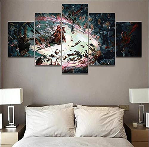 MPPSU Anime-Overlord-Poster Wanddekoration Wohnzimmer Leinwandbild Jugendzimmer Poster Set Modern 5 Teiliges Wandbild Bedroom Decor XXL Bilder Mit Rahmen 100 * 50cm