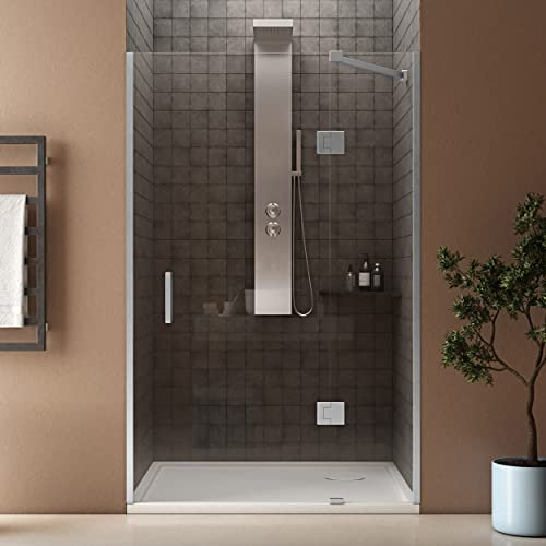 Box doccia anta singola ad un battente per nicchia altezza 200 cm cristallo anticalcare trasparente 6 mm (90 cm)